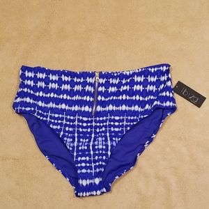 Ibiza Blue and White High Waisted Swim Bottoms 3X